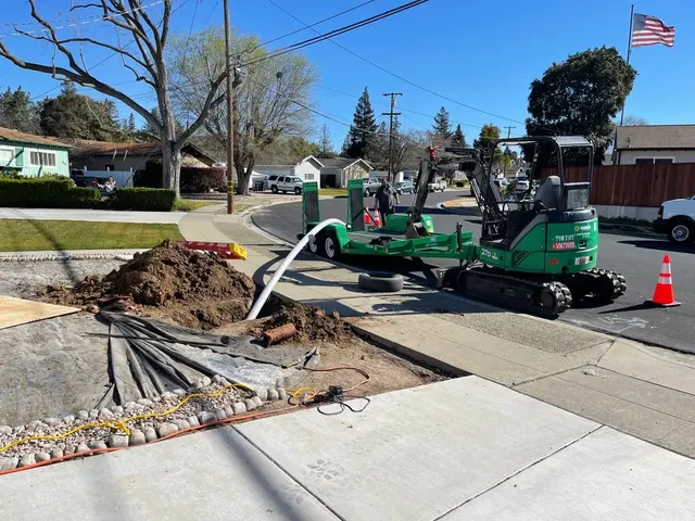 Otter Squad pipe bursting equipment at a sewer replacement job